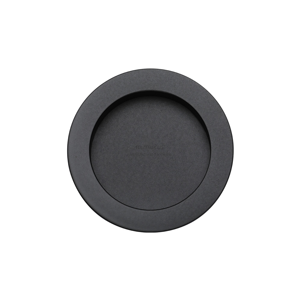 Pocket Door Round Flush Pull Pair - Black